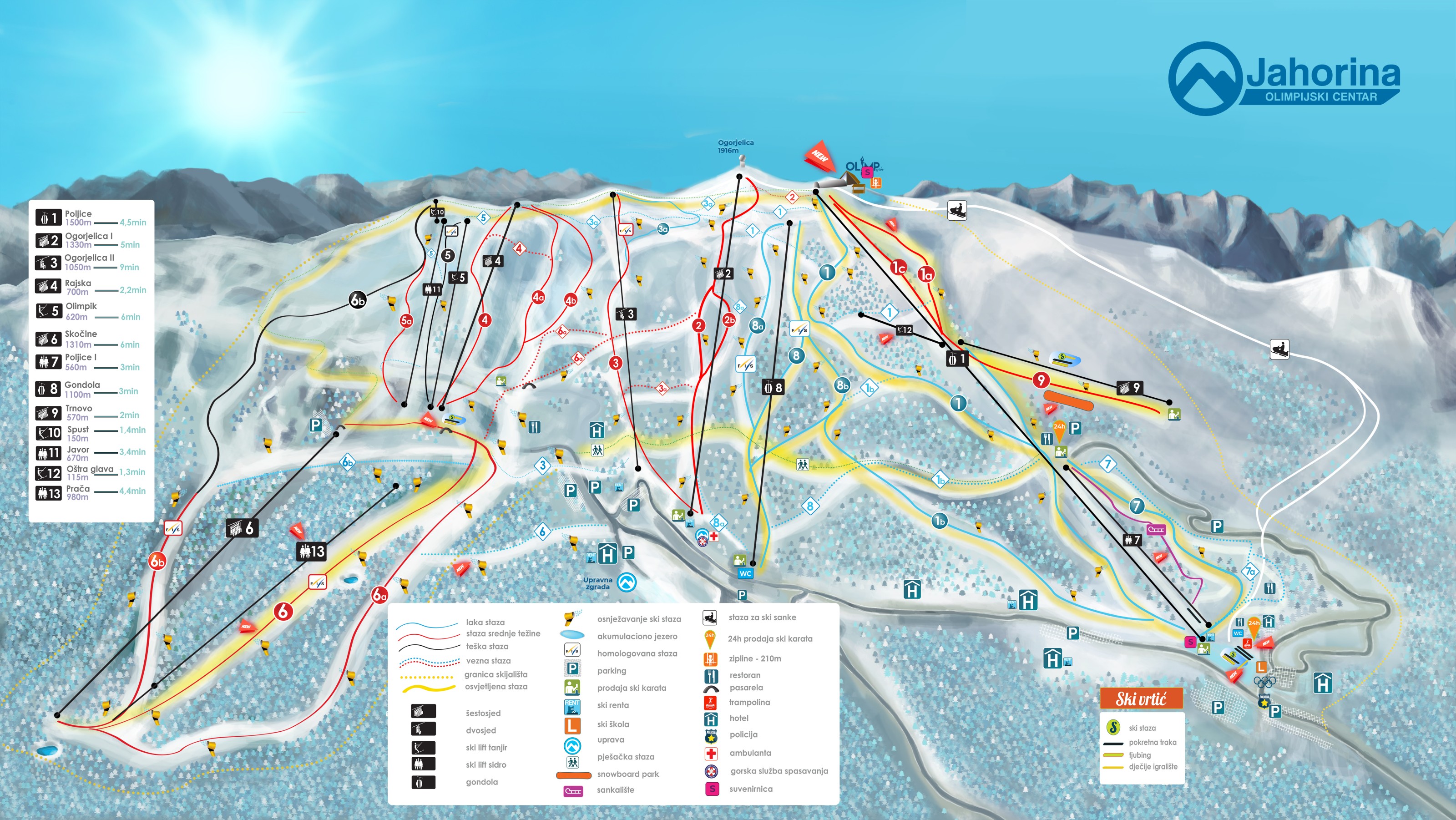 karta jahorine Mapa staza Jahorina sa objektima karta jahorine